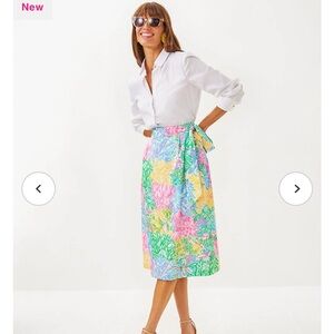 Lilly Pulitzer Pink and Yellow Midi Skirt